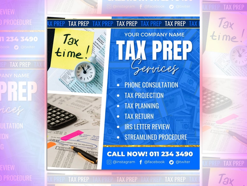 Tax Preparer Flyer Editable Canva Template. Etsy