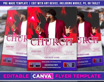 Church Concert Flyer Editable Canva Template US Letter Size.