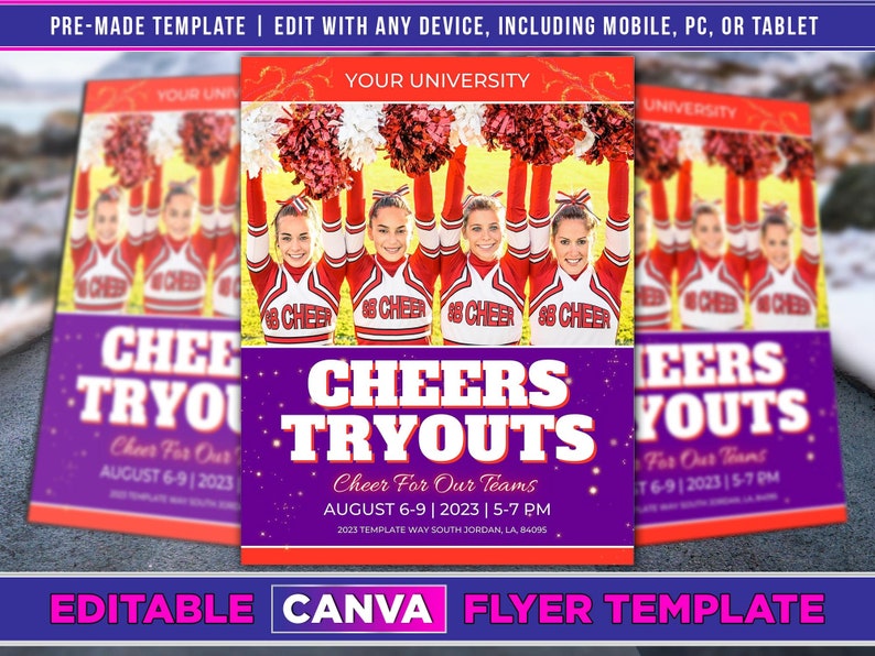 Cheer Tryout Flyer Editable Canva Template. Etsy