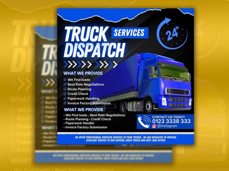 Freight Dispatcher Flyer Canva Truck Flyer Template Editable Social