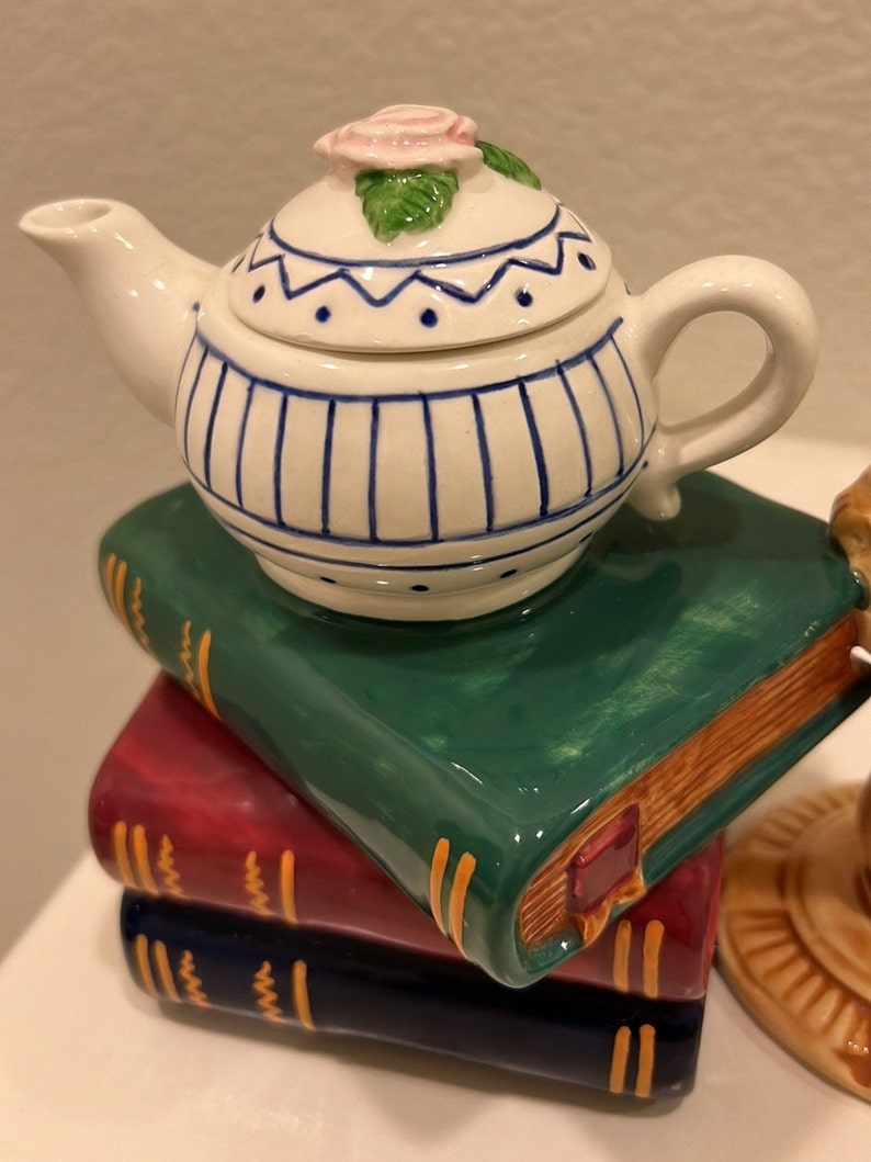 Clay Art Bedtime Teapot Hand Painted San Francisco Beauty & Beast