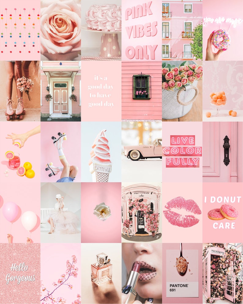 Pink Aesthetic Wall Collage Kit Photo Collage Kit Pink - Etsy