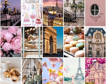 Girl Decor Prints, Kit, Picture Photo Dorm City Etsy Travel Wall Pink Collage, Teen Girl - Art, Teen Collage Room Aesthetic Paris Gift, Collage,