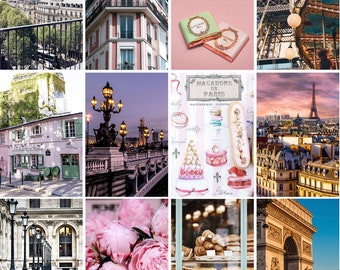 Paris Collage Kit, Pink Aesthetic Photo Wall Collage, Teen Girl Room Art,  Travel Picture Collage, City Prints, Teen Girl Gift, Dorm Decor - Etsy