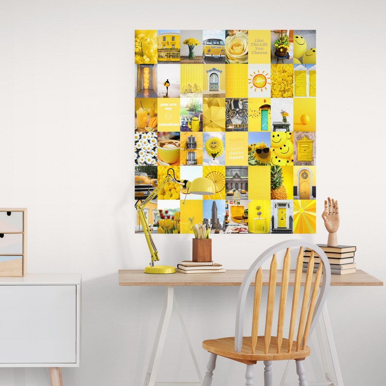 Yellow Collage Kit, Yellow Aesthetic Wall Collage Kit, Photo Collage