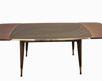 MCM uitschuifbare koffie-/eettafel met glazen blad: jaren 60 Duits Space Age-ontwerp