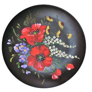 Vintage Handpainted Porcelain Plate: German Bavaria Floral Wall Decor