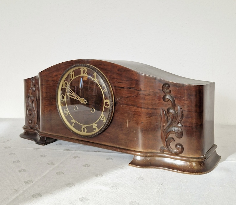 Antique Handmade Table Clock Mechanical Chime Clockwork, German Art