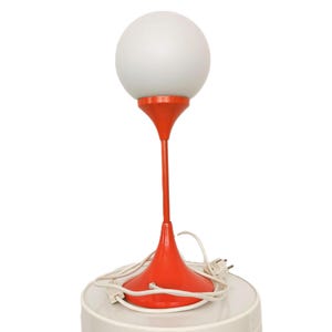 Space Age Globe Lamp: Orange Metal, Max Bill Style, 70s Design