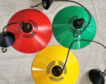 Postmoderne metalen plafondlamp in Memphis-stijl, primaire kleur met bolvormig decor, German Brilliant Lighting. Metall-Pendelleuchten Briljant