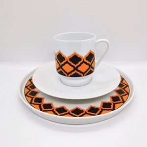 70s Space age Mocha Coffee Cup and Plates, Atomic Design Espresso Cup Set, Vintage Melitta Hamburg West Germany.