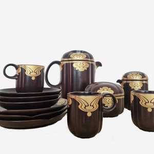 Vintage Rosenthal Porcelain Mocha/Expresso Coffee Set for 3, Danish Design by Björn Wiinblad for Studio Line &quot;Bodil&quot; 70&#39;s 80&#39;s