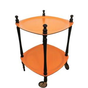 Vintage Teak Bar Cart: 60s Swedish Serving Trolley on Castors