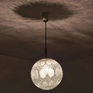 Midcentury Modern Spherical Glass Pendant Lamp: Richard Essig Geometric Design
