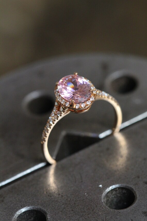 Pink cubic zirconia engagement rings discount