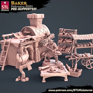 Baker Scenery en Rekwisieten Set | Hars miniatuur en rekwisieten | Tafelblad RPG, Dungeons and Dragons, DND5e, Fantasy Terrain Immersion