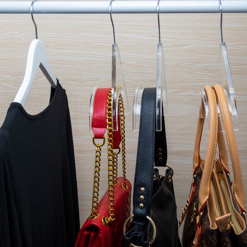 Nuevos colgadores de lujo para bolsos, gancho acrílico para bolsos, que organizan y eliminan arrugas, conservando la forma del bolso. imagen 3