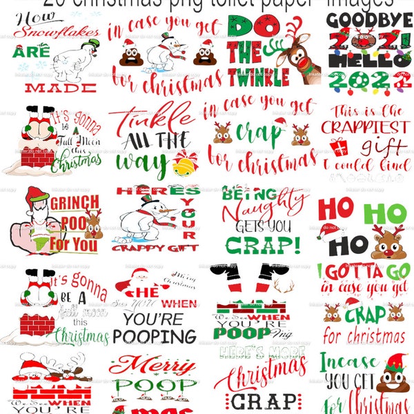 christmas toilet paper png bundle 20 images  for sublimation dtf printing  funny toilet papers png christmassvg  300 dpi
