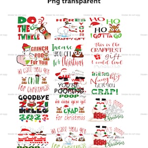 Pacchetto 19 png carta igienica natalizia png immagini trasparenti per la stampa a sublimazione dtf per favore pacchetto natalizio divertiti con le immagini