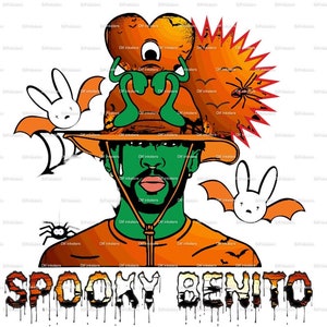bad bunny png Halloween  spooky benito png digital download high quality 300 dpi for sublimation / dtf printing #badbunny