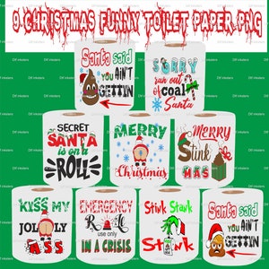 Pacchetto di Natale Fascio di carta igienica 9 png bundle scaricare divertente carta igienica immagini digitali di alta qualità 300 dpi