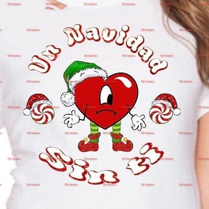 クリスマスバッドバニー png ナヴィダッドクリスマスアンナヴィダシンティ高品質画像 300 dpi 昇華 dtf 印刷用