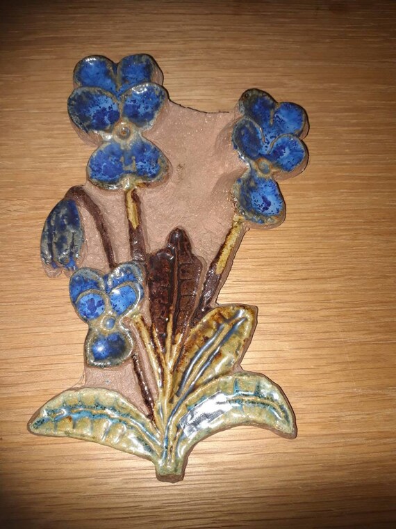 スウェーデン ガビ作 Gabrielle Citron 鳥さん Gabi Citron ガビ作 陶板 花