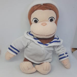 Curious George in a sailor outfit Supercute vintage plush toy
