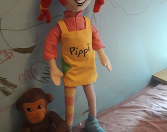 Pippi Langstrumpf mit ihrem AffenMister Nilsson, vintage Plüschtiere