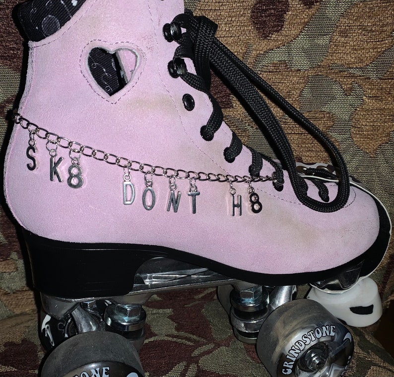 Sk8 Don\u2019t H8 Charm Rollerskate Skatelet Chain Accessory