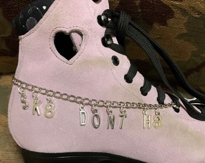 Sk8 Don\u2019t H8 Charm Rollerskate Skatelet Chain Accessory