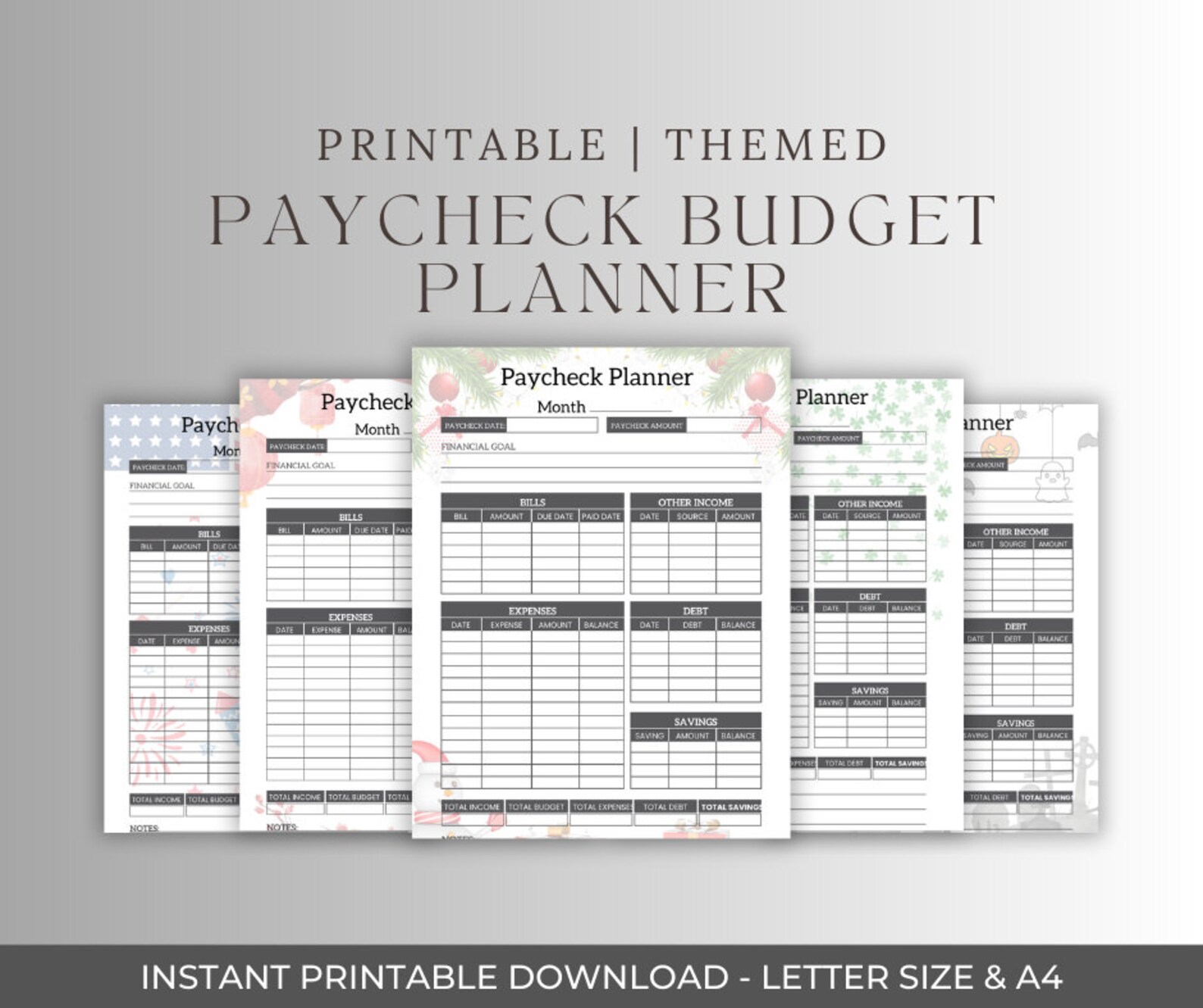 Themed Budget Planner Printable, PDF, Paycheck Budget, Financial ...