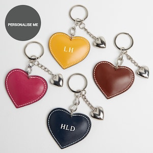 Personalised Heart Leather Keyring