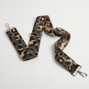 Crossbody Strap - Dark Leopard Print (Silver Hardware)