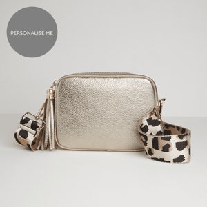 Crossbody Gold Tassel Bag with Patterned Strap (available in 6 options)