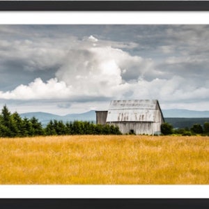 Old Barn, Country Summer Landscape, Storm Clouds, Unframed High Quality Photography Print, Wall decor, home or office.