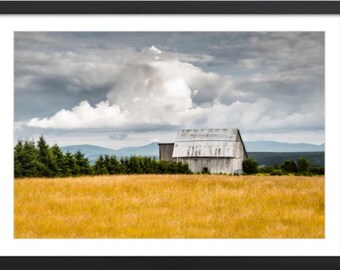 Old Barn, Country Summer Landscape, Storm Clouds, Unframed High Quality Photography Print, Wall decor, home or office.