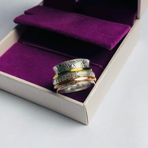 Spinner Ring, 925 Sterling Silver, Handmade Ring,  Band Ring, Thumb Ring, Anxiety Ring, Fidget Ring, Meditation Ring, Gift For Her