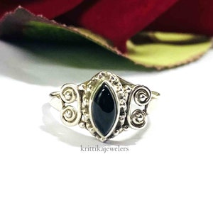 Black Onyx Ring, 925 Sterling Silver, Natural Onyx Ring, Statement Ring, Handmade Ring, Women Ring, Boho Ring, Gemstone Ring, Gift For Her