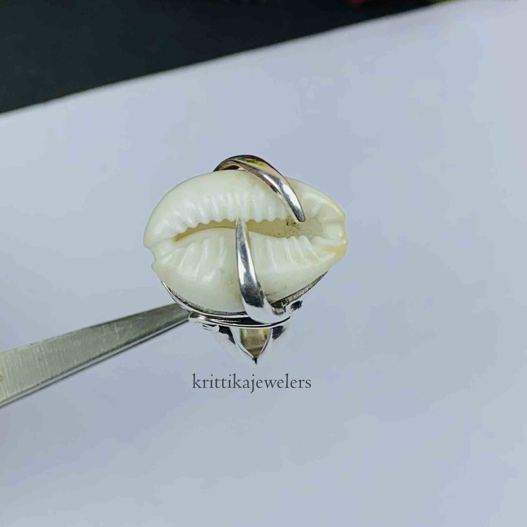 Shell 925 Ring Cowrie Shell 925 Sterling Silver Ring - Boho Hippie Statement Ring - Etsy