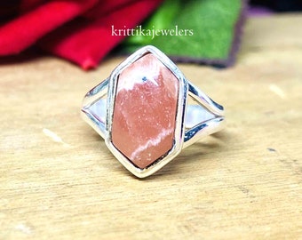 Rhodochrosite Ring, Statement Ring, 925 Silver Ring, Sterling Silver, Gemstone Ring, Boho Ring , Ring For Her, New Design Ring, Promise Ring