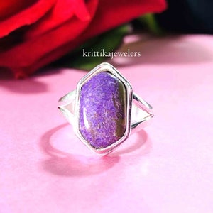 Türkis Ring, 925 Sterling Silber Ring, Natürlicher Lila Türkis Ring, Silber Türkis Ring, Statement Ring, Handgemachter Ring, Geschenk für Sie