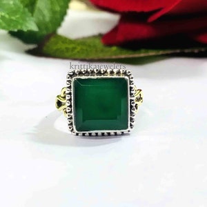 Emerald Ring, 925 Sterling Silver, Statement Ring, Gemstone Ring, Natural Emerald Ring, Silver Ring, Women RIng, Boho Ring, Gift For Her
