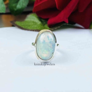 Ethiopian Opal Ring, 925 Sterling Silver, Statement Ring, Natural Opal Ring, Women Ring, Oval Opal Ring,Handmade Ring,Boho Ring,Gift For Her