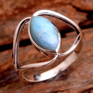 Larimar Ring, 925 Silver Ring, Statement Ring, Larimar Stone Ring, Handmade Ring, Women Ring, Silver Ring, Gemstone Ring, Gift For Women