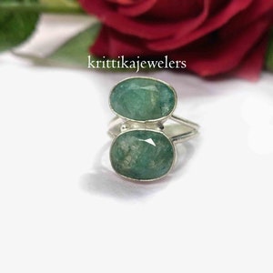 Emerald Ring, 925 Sterling Silver, Statement Ring, Handmade Ring, Natural Emerald Silver Ring, Boho Ring, Silver Ring, Gift For Christmas