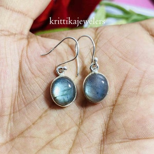 Labradorite Earring, 925 Sterling Silver, Natural Labradorite Silver Earring, Dangle & Drop Earring, Handmade Earring, Gift For Christmas