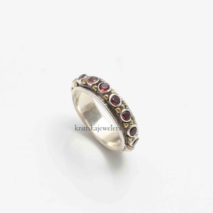 Garnet Ring, Spinner Ring, 925 Sterling Silver, Handmade Ring,  Band Ring, Thumb Ring,Anxiety Ring,Fidget Ring,Meditation Ring,Gift For Her