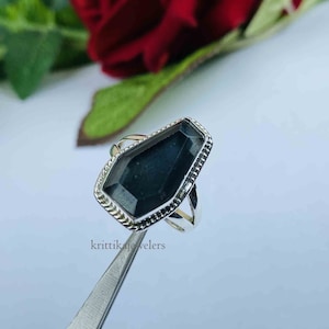Black Onyx Ring, 925 Sterling Silver Ring, Coffin Ring, Women Ring, Statement Ring, Onyx Gemstone Ring, Handmade Ring,Boho Ring,Gift For Her