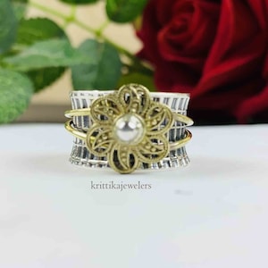 Spinner Ring, 925 Sterling Silver, Handmade Ring, Fidget Ring, Anxiety Ring, Meditation Ring, Women Ring, Silver Band Ring, Gift For Her